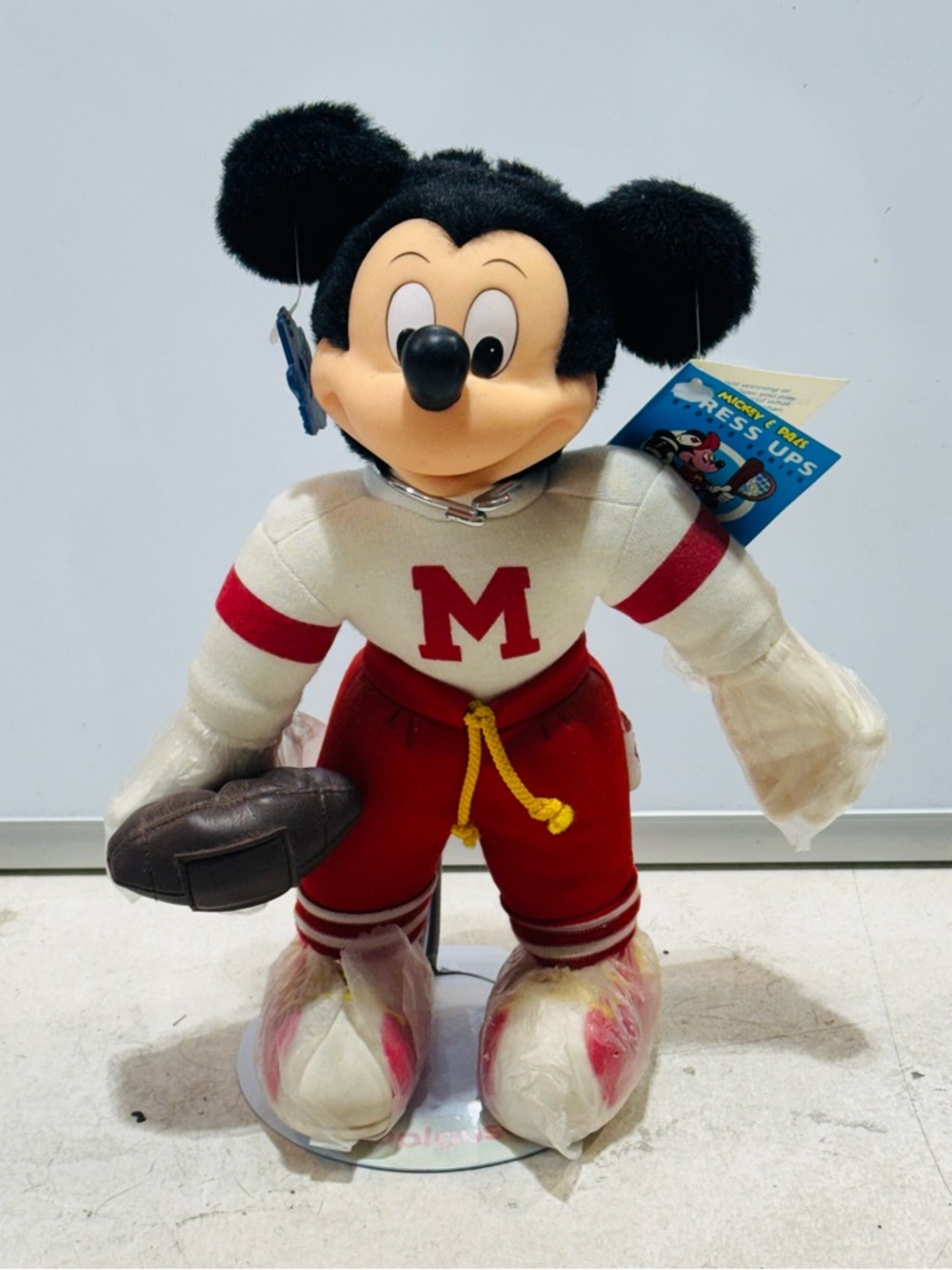 Vintage Applause Disney Dress Ups Mickey Mouse Football Player Plush With Tags